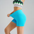 NNEDSZ Colorful Blue Yoga Shorts - Seamless, High Waist, Tummy Control Size L-0