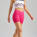 NNEDSZ Rose Red Yoga Shorts - Seamless, High Waist, Tummy Control Size L-0