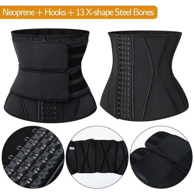Boned Latex Waist Trainer Corsets for Women Weight Loss Body Trimmer Belt Slimming Shaper Workout Faja Compression Sweat Girdles-5