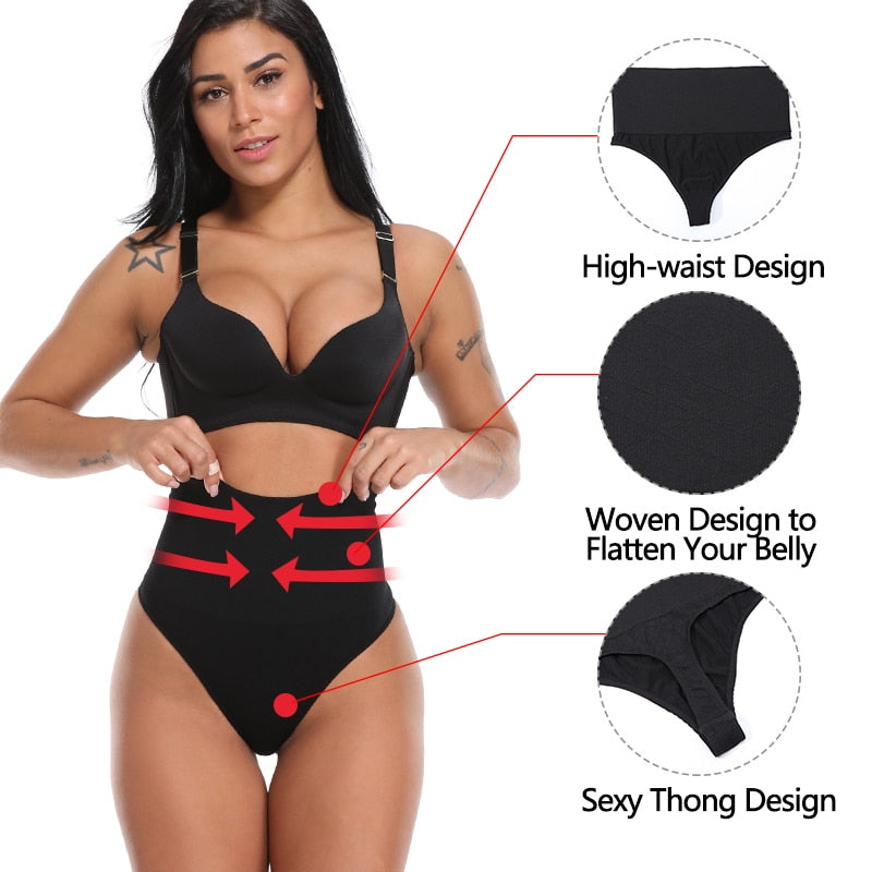 Women Thong Panty Shaper High Waist Tummy Control Panties Slimming Underwear Waist Trainer Shaping Briefs Butt Lifter Shapewear-1