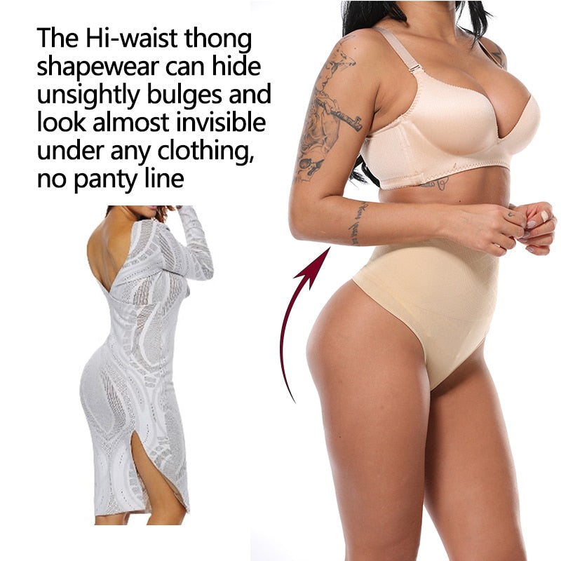 Women Thong Panty Shaper High Waist Tummy Control Panties Slimming Underwear Waist Trainer Shaping Briefs Butt Lifter Shapewear-4