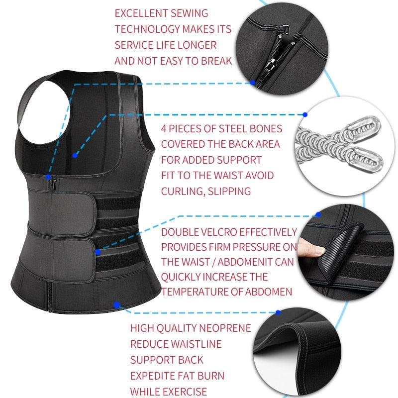 Waist Trainer Neoprene Body Shaper Women Slimming Sheath Double Belt Sweat Shapewear Fat Burning Corset Sauna Vest Trimmer Belt-1