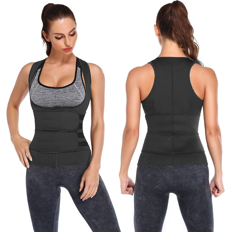 Waist Trainer Neoprene Body Shaper Women Slimming Sheath Double Belt Sweat Shapewear Fat Burning Corset Sauna Vest Trimmer Belt-2