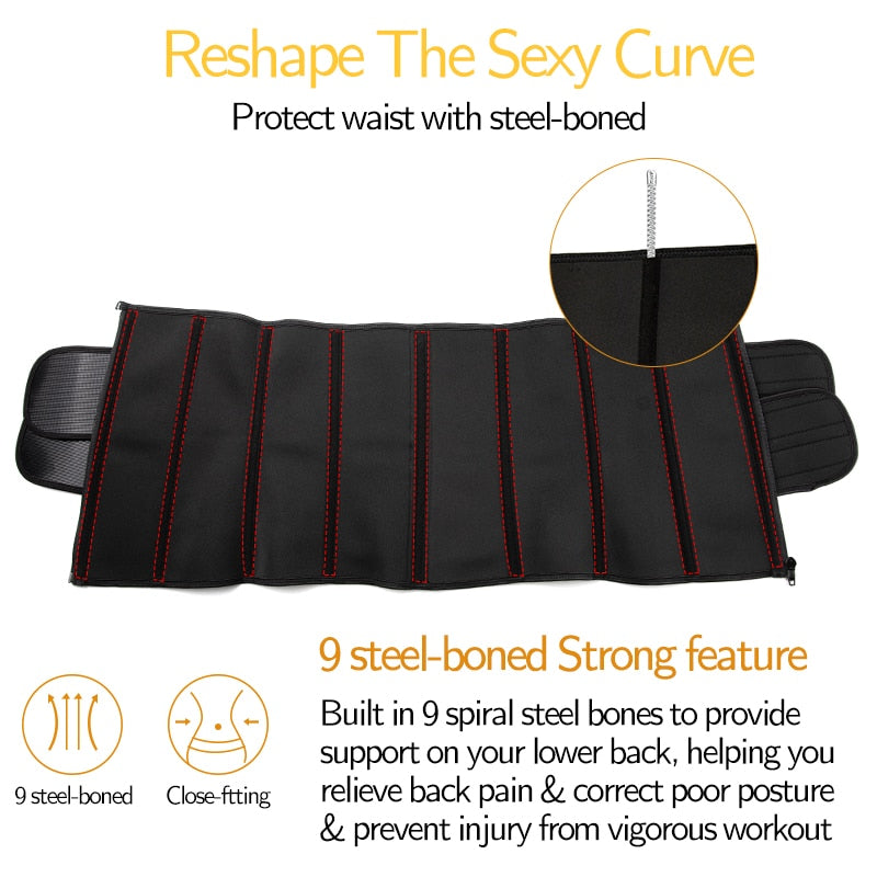 Women Body Shaper Waist Trainer Corset Weight Loss Cinchers Sports Girdle Sauna Sweat Fat Burner Slimming Sheath Fitness Belt-3